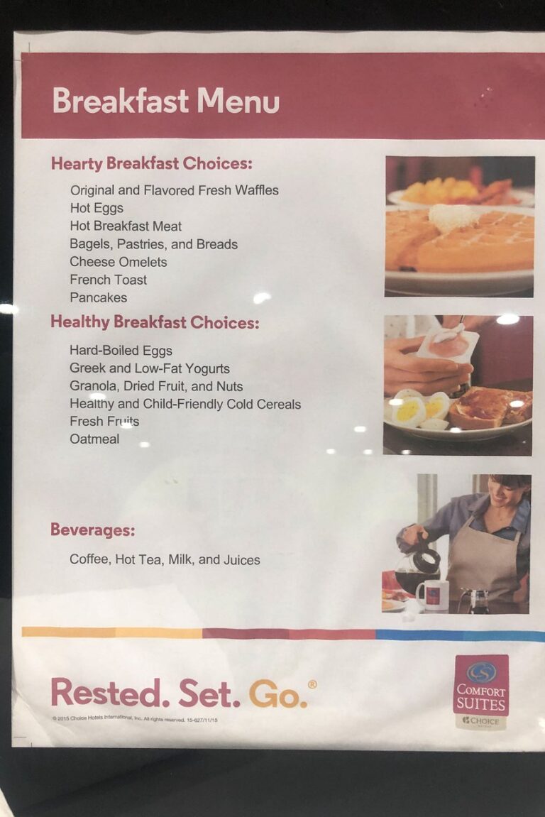 Comfort Inn Breakfast Menu